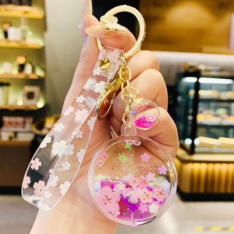 Wholesale Acrylic Oiled Cherry Blossom Drifting Bottle Keychain